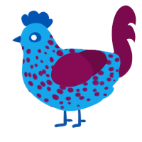 Blue Raspberry, a sky and wine chicken with a speckle pattern