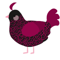 A sable and maroon chicken with a double-lace pattern