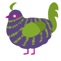 A overcast and chartreuse chicken with a bar pattern