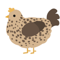 A beige and bark chicken with a speckle pattern
