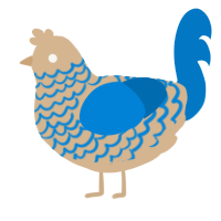 A beige and sapphire chicken with a lace pattern