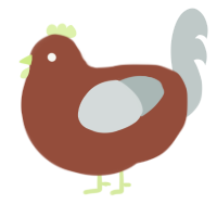 Terracotta, a russet and silver chicken