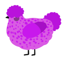 A orchid and amethyst chicken with a speckle pattern