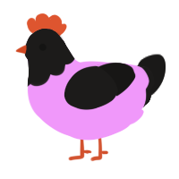 A lavender and sable chicken with a head pattern