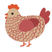 A beige and red chicken with a lace pattern