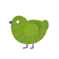 A chartreuse chicken with a bar pattern