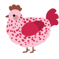 A rose and crimson chicken with a speckle pattern