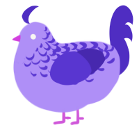 A lilac and indigo chicken with a half-lace pattern