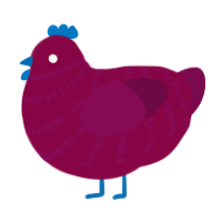 darling, a maroon and wine chicken with a bar pattern