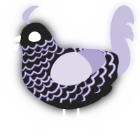 A black and indigo chicken with a lace pattern