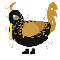 A black and gold chicken with a half-lace pattern