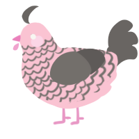 A rose and grey chicken with a lace pattern