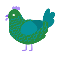 A viridian and teal chicken with a lace pattern