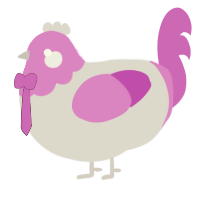 A mist and orchid chicken with a head pattern