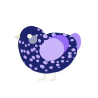 A navy and lilac chicken with a speckle pattern
