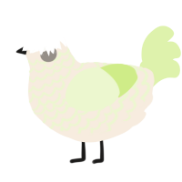 A cream and apple chicken with a lace pattern