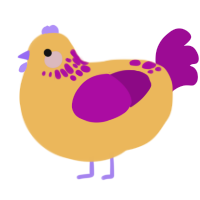 A honey and plum chicken with a neck-speckle pattern