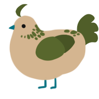 A beige and olive chicken with a neck-speckle pattern
