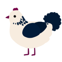 A cream and tumblr chicken with a neck-speckle pattern