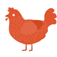 A vermilion chicken with a lace pattern