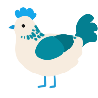 A cream and sea chicken with a neck-speckle pattern