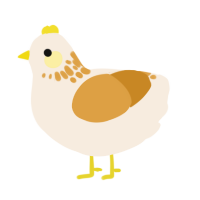A cream and orange chicken with a neck-speckle pattern