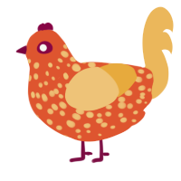A vermilion and honey chicken with a speckle pattern