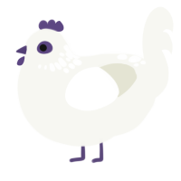 A white chicken with a neck-speckle pattern