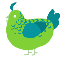A grass and teal chicken with a half-lace pattern