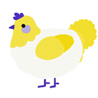 A white and yellow chicken with a head pattern