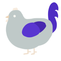 A silver and indigo chicken