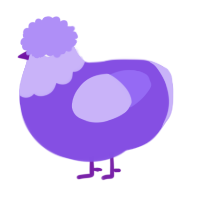 A blurple and lilac chicken with a head pattern