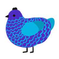 A indigo and cerulean chicken with a lace pattern