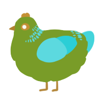 A chartreuse and aqua chicken with a neck-band pattern