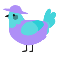 A lilac and aqua chicken with a head pattern