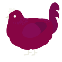 A maroon and wine chicken with a neck-speckle pattern