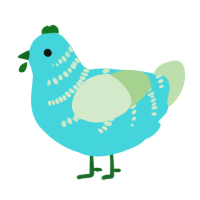A aqua and gluppy chicken with a half-bar pattern