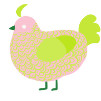 A rose and lime chicken with a double-lace pattern