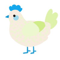 A cream and apple chicken with a speckle pattern