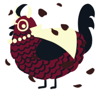 A maroon and tumblr chicken with a lace pattern