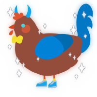 A russet and sapphire chicken