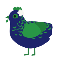 A navy and viridian chicken with a half-lace pattern