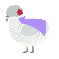 A white and silver chicken with a lace pattern