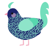 A navy and mint chicken with a double-lace pattern