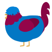 A sapphire and maroon chicken with a head pattern
