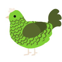 A grass and olive chicken with a lace pattern