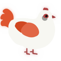 A white and vermilion chicken