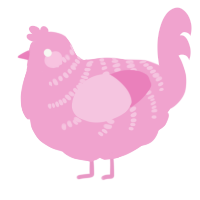 A pink chicken with a half-bar pattern