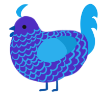 A indigo and sky chicken with a lace pattern
