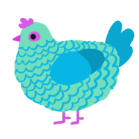 A mint and cerulean chicken with a lace pattern
